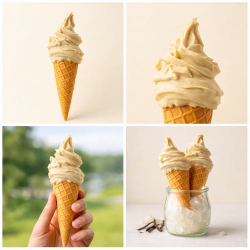 Helado artesanal de pistacho con oblea artesanal